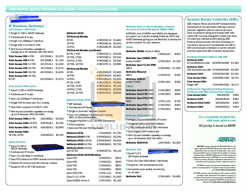 PDF manual for ADTRAN Router Total Access 908e